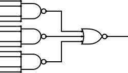12-input AND gate made from 3 NAND and 1 NOR gate