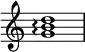 {
\override Score.TimeSignature #'stencil = ##f
\relative c'' {
\clef treble
\time 4/4
<g b d>1\arpeggio
} }