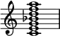  {
\override Score.TimeSignature #'stencil = ##f
\relative c' { 
  \clef treble \time 4/4
  <c e g bes d f a>1
} }
