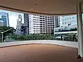 An open-air viewing deck at the south side