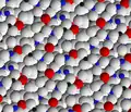 Feldspar crystal structure viewed along the a axis