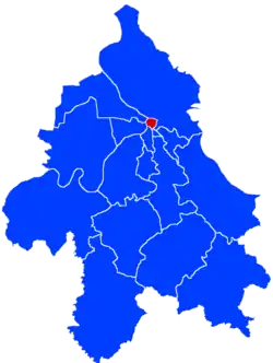 Location of Stari Grad within the city of Belgrade