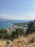 The bridge is a landmark and can be seen from far away. Here is the Rio-Antirrio bridge from Nafpaktos.