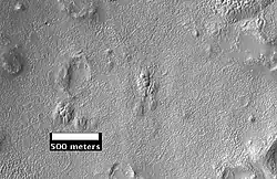 Close-up of surface in Argyre quadrangle, as seen by HiRISE, under the HiWish program.