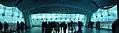 Panoramic view of the first deck, showing the glass walkway.