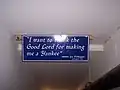 A sign in the hallway en route to the dugout that the Yankees touch as they come out of the clubhouse. Derek Jeter, with permission from the Yankees, took the sign after the stadium closed.[97]