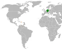 Map indicating locations of Dominican Republic and Germany