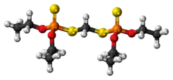 Ball-and-stick model of the ethion molecule