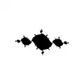 Filled Julia set for c=−1+0.1*i. Here Julia set is the boundary of filled-in Julia set.