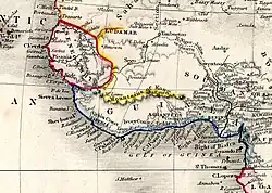 The Mountains of Kong on the "Africa" map in Milner's Atlas, 1850.