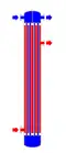 Fig. 2: Shell and tube heat exchanger, 2-pass tube side (1–2 crossflow)