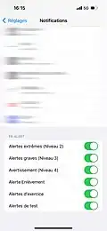 iPhone settings for FR-Alert