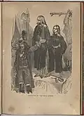 Print from an early anti-Mormon book depicting Mormon temple clothes and Joseph Smith inaccurately.