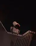 An alien inside the Bermuda Triangle ride.