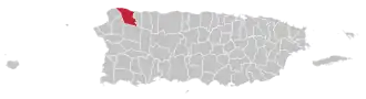 Map of Puerto Rico highlighting Isabela Municipality