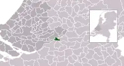 Highlighted position of Gorinchem in a municipal map of South Holland