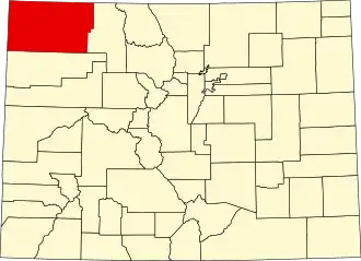 Map of Colorado highlighting Moffat County