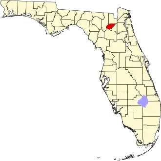 A state map highlighting Union County in the corner part of the state. It is small in size.