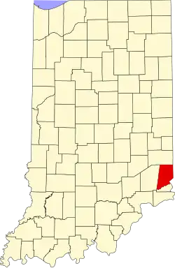 State map highlighting Dearborn County