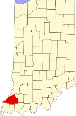 State map highlighting Gibson County