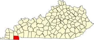 Map of Kentucky highlighting Calloway County