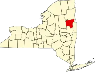 Map of New York highlighting Warren County