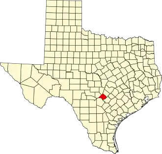 Map of Texas highlighting Comal County