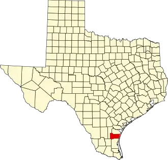 State map highlighting Kleberg County