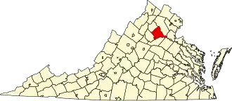 Map of Virginia highlighting Culpeper County