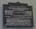 Plaque over the door to the Captain's Cabin on board the Missouri marking the signing.