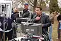 Miller with business partner Jordy Kline on Set