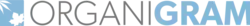 Symbolic representation of cannabis leaf and Canadian maple leaf alongside word: Organigram
