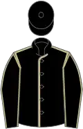 Black, beige seams, black cap