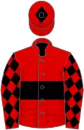 RED, Black hoop, Red sleeves and Black diamonds, Red cap and Black diamond