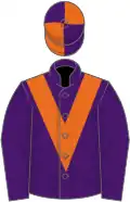 Purple, orange chevron, quartered cap