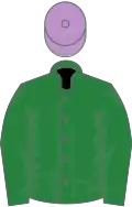 emerald green, mauve cap