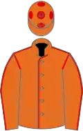 Orange, red seams and spots on cap