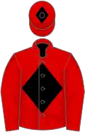 Red, black diamond and diamond on cap