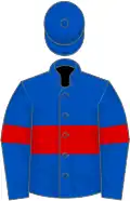 Royal blue, red hoop and armlets