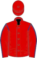 Red, Royal Blue seams on sleeves