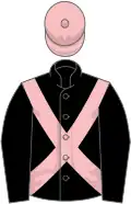 Black, pink cross-belts and cap