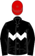 Black, white chevron hoop, red cap