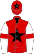 Red, black star, white sleeves, red armlets, red cap, black star