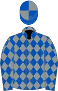 Royal blue and grey diamonds, quartered cap