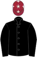 Black, maroon cap, white stars