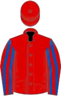 Red, royal blue striped sleeves