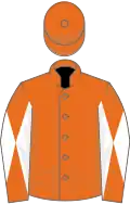 Orange, white diabolo on sleeves, orange cap