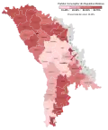 Votes won by PCRM in the April 2009 Moldovan parliamentary election by raion and municipality