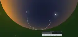 Path of Vega at winter solstice, as seen from 51°N
