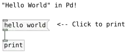 Patch 1: Hello world program in Pd.